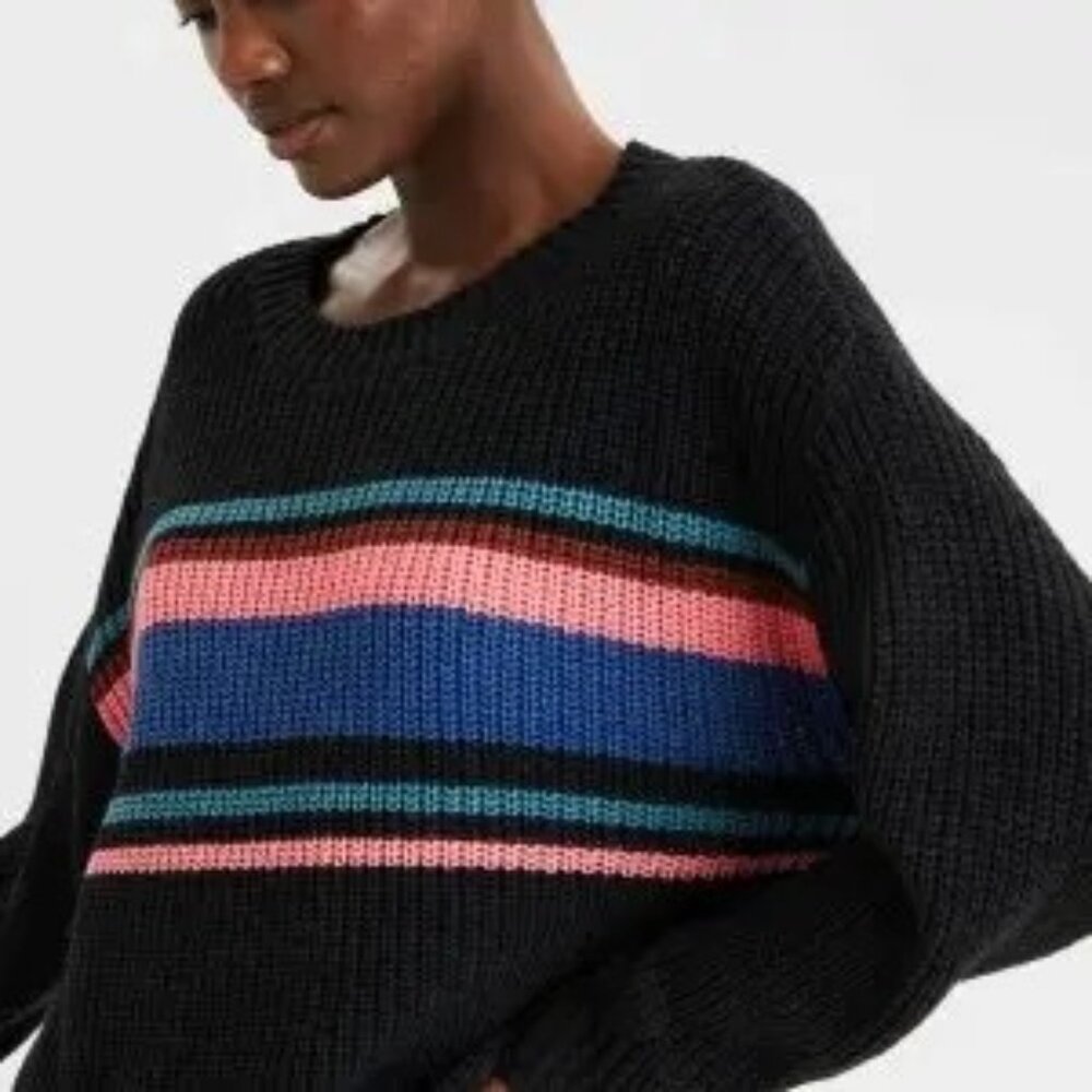 AE Cozy Relaxed Fit Striped Knit Sweater | Retro 90s Casual Soft Grunge Preppy - Picture 3 of 16